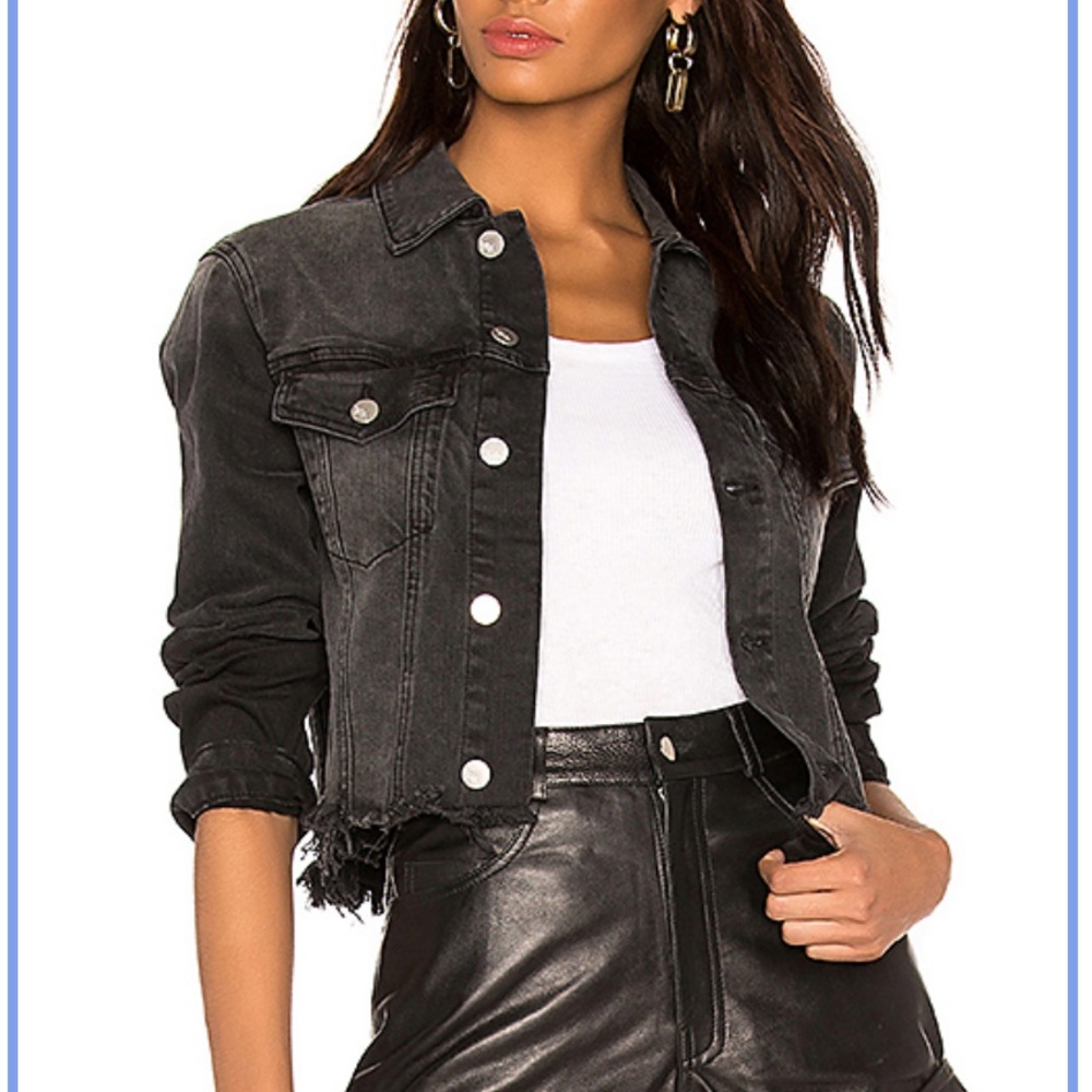 Cropped Denim Jacket in Two Tone Indigo